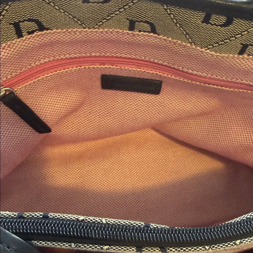Dooney & Bourke DB Monogram Black & Grey Canvas Satchel Top Handle Bag Classic